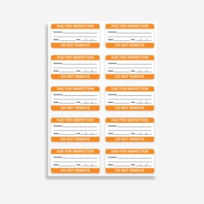 Due for Inspection Labels Due for Inspection Labels