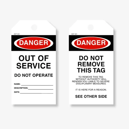 EDT 001 Danger Out of Service Tag Custom Card Tags