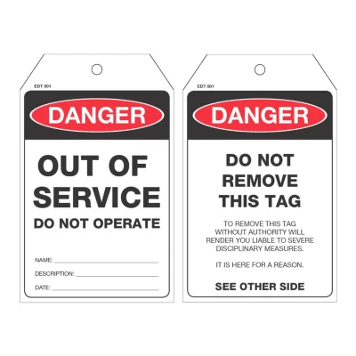 EDT 001 ECONOMY DANGER OUT OF SERVICE TAG