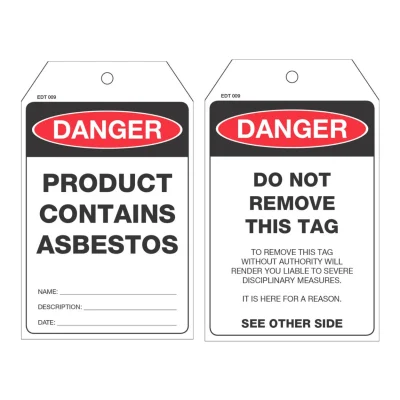 EDT 009 ECONOMY DANGER TAG PRODUCT CONTAINS ASBESTOS TAG