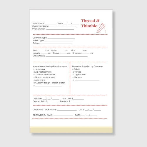 Custom Docket Book Job Order