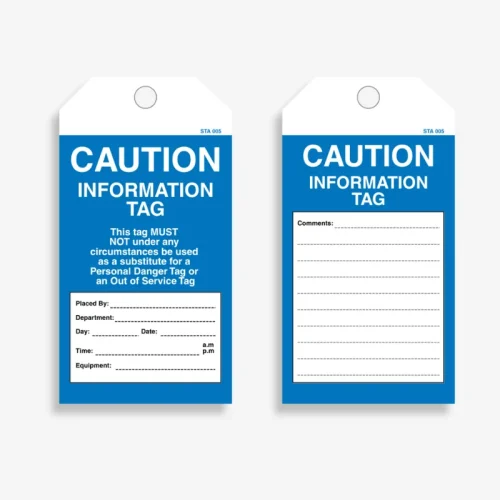 STA 005 caution information tag custom tearproof tags