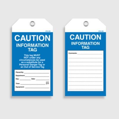 STA 005 caution information tag custom tearproof tags