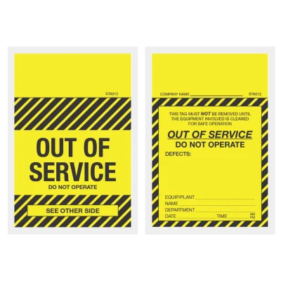 STA 012 TAMPER PROOF OUT OF SERVICE TAG