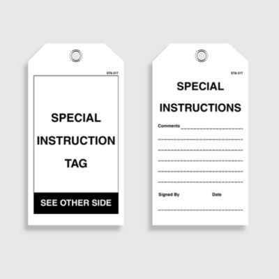 STA 017 Special Instructions Tag