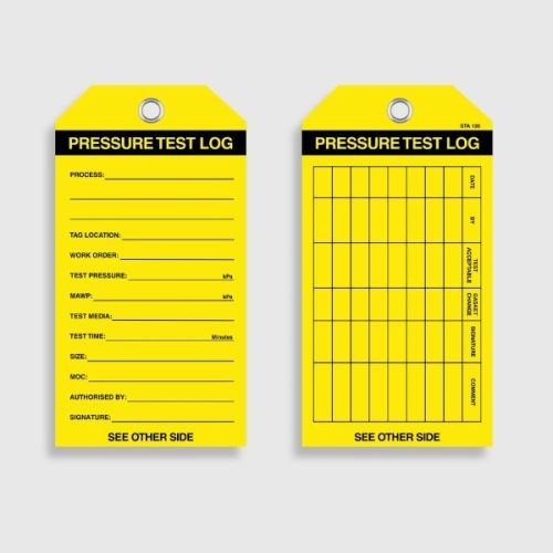 STA 130 Pressure Test Log Tag