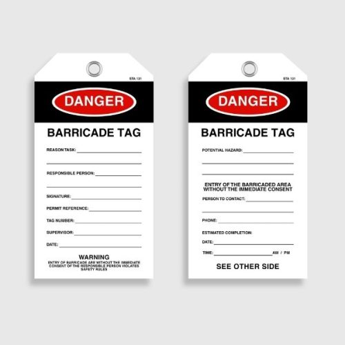 STA 131 Danger Barricade Tag