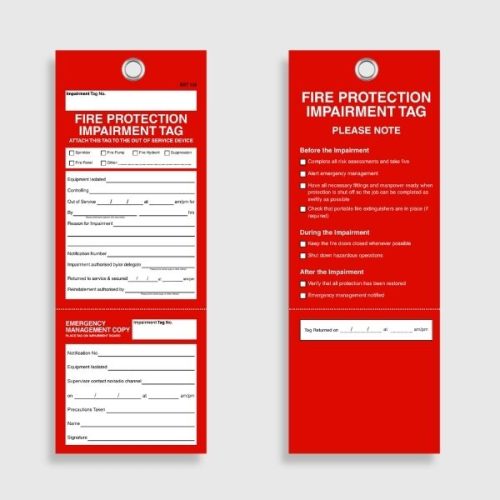 STA 133 Fire Protection Impairment Tag