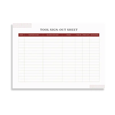Sign Out Sheet