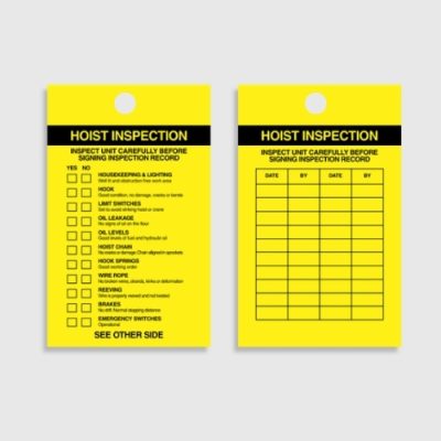 HDT 012 Hoist Inspection Tag